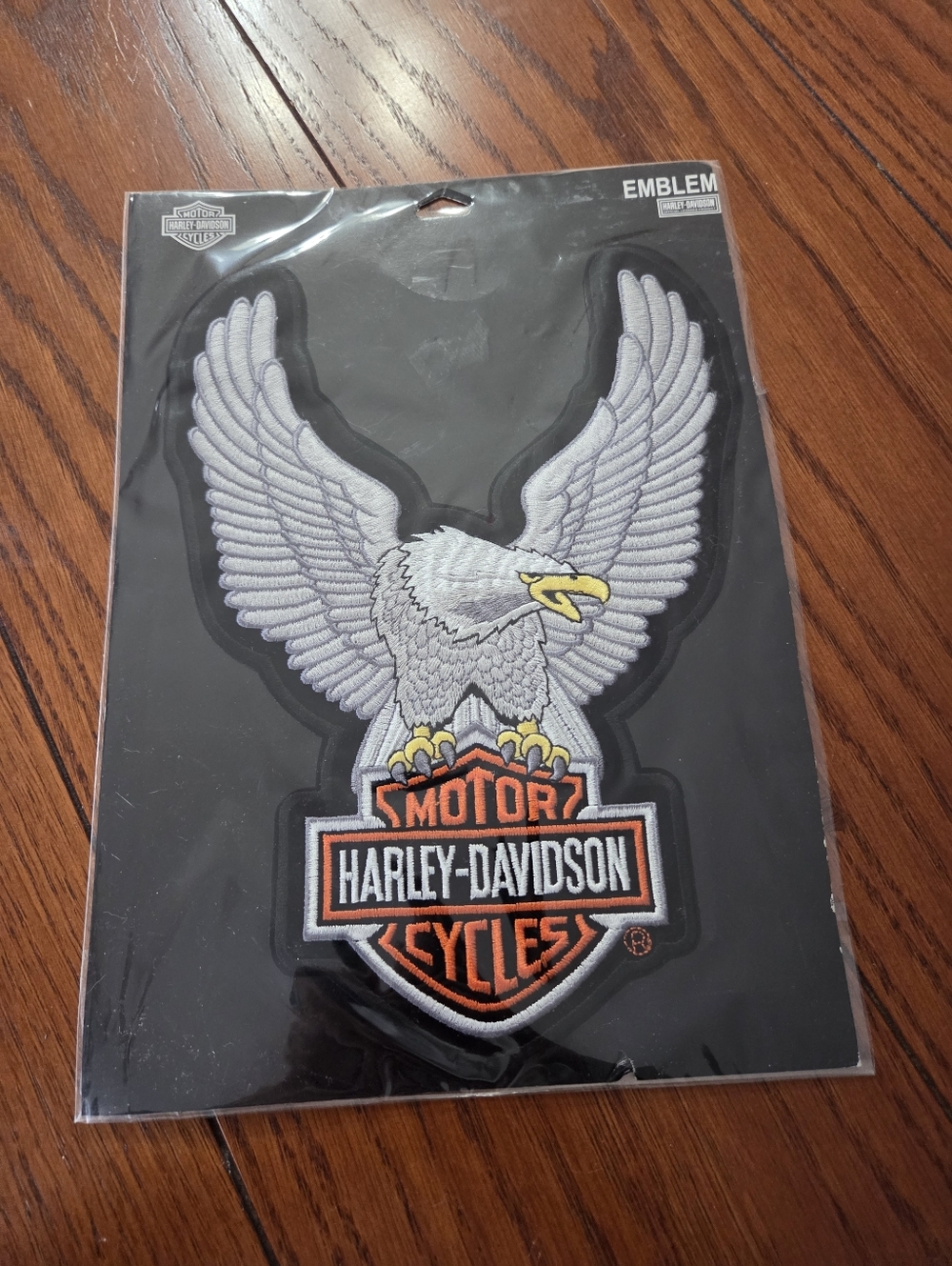 Harley-Davidson Embroidered Eagle Emblem — White, Black, Orange, Yellow